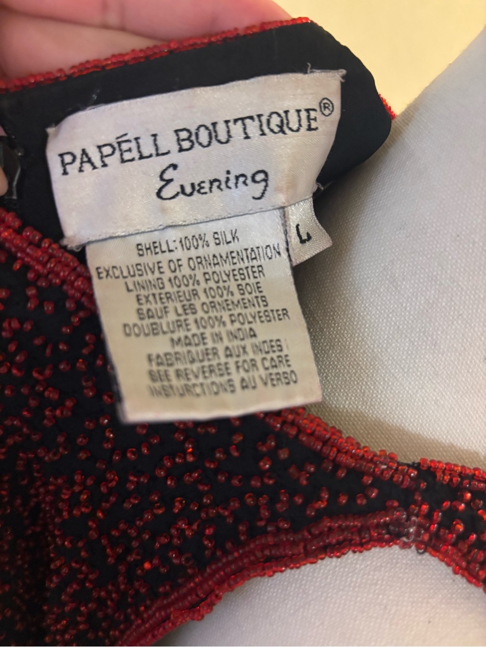 Vintage 1990s Papell Boutique Evening 100% Silk Hand-Beaded Top - Picture 3 of 4